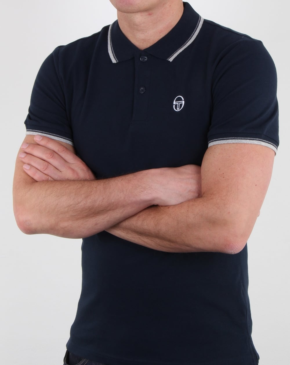 Sergio Tacchini 80s Tipped Polo Shirt Navy