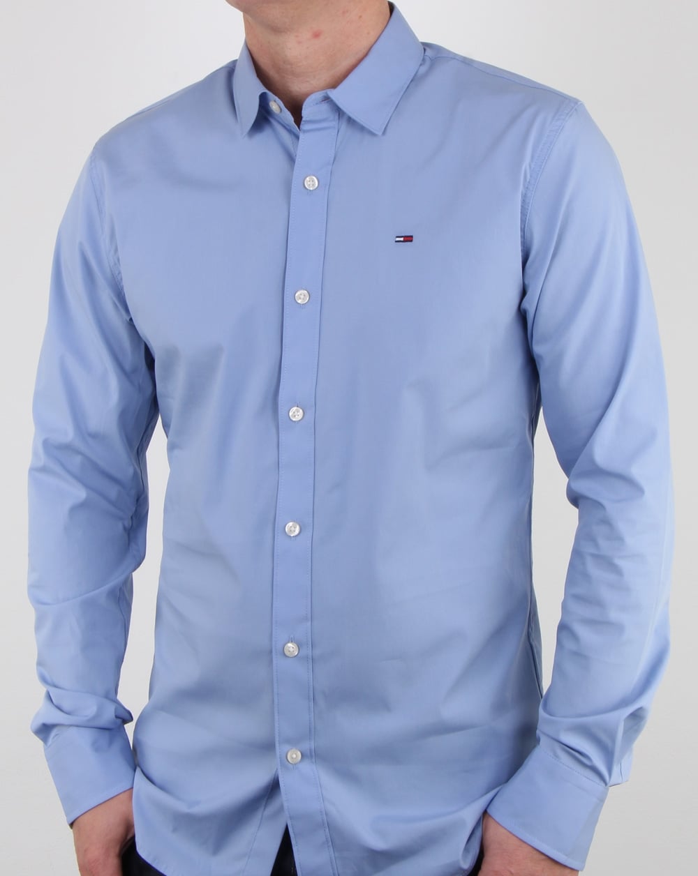Tommy Hilfiger Cotton Stretch Shirt Deep Sky Blue