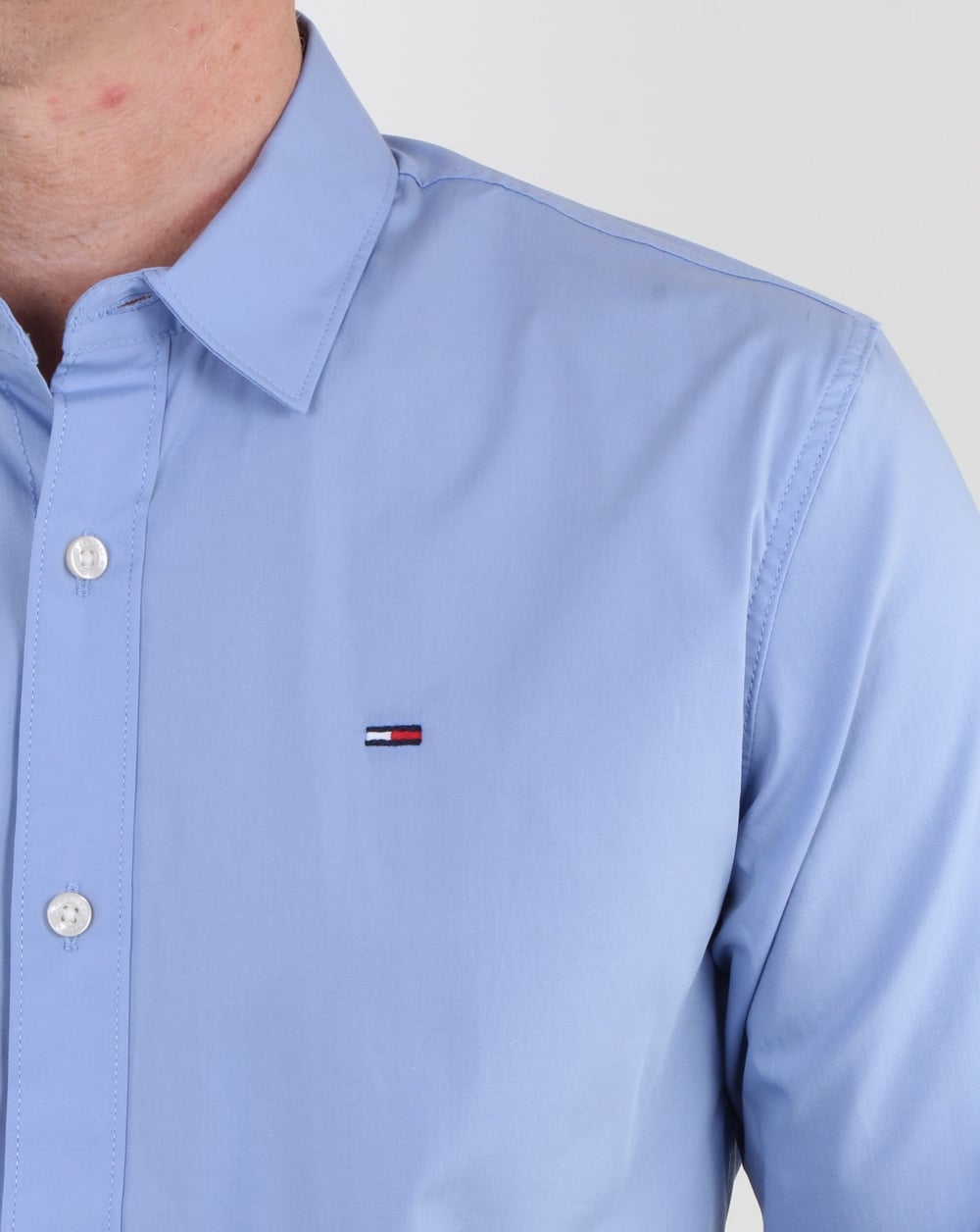 Tommy Hilfiger Cotton Stretch Shirt Deep Sky Blue