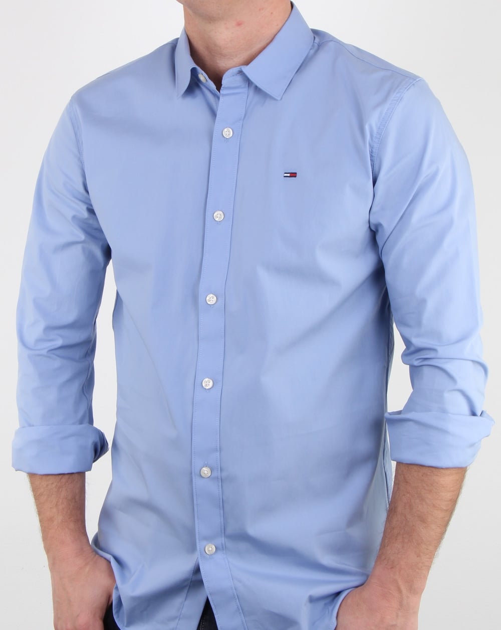 Tommy Hilfiger Cotton Stretch Shirt Deep Sky Blue
