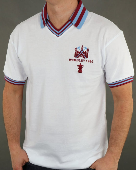 80s Casual Classics 80s Casual Classics West Ham 1980 FA Cup Final Retro Football Shirt White