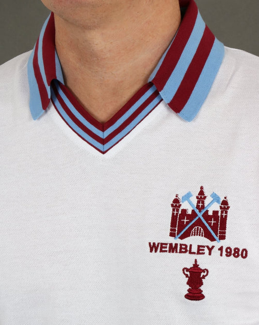 80s Casual Classics 80s Casual Classics West Ham 1980 FA Cup Final Retro Football Shirt White
