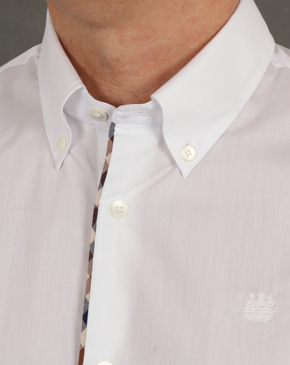 Aquascutum Kedge Check Trim Shirt White
