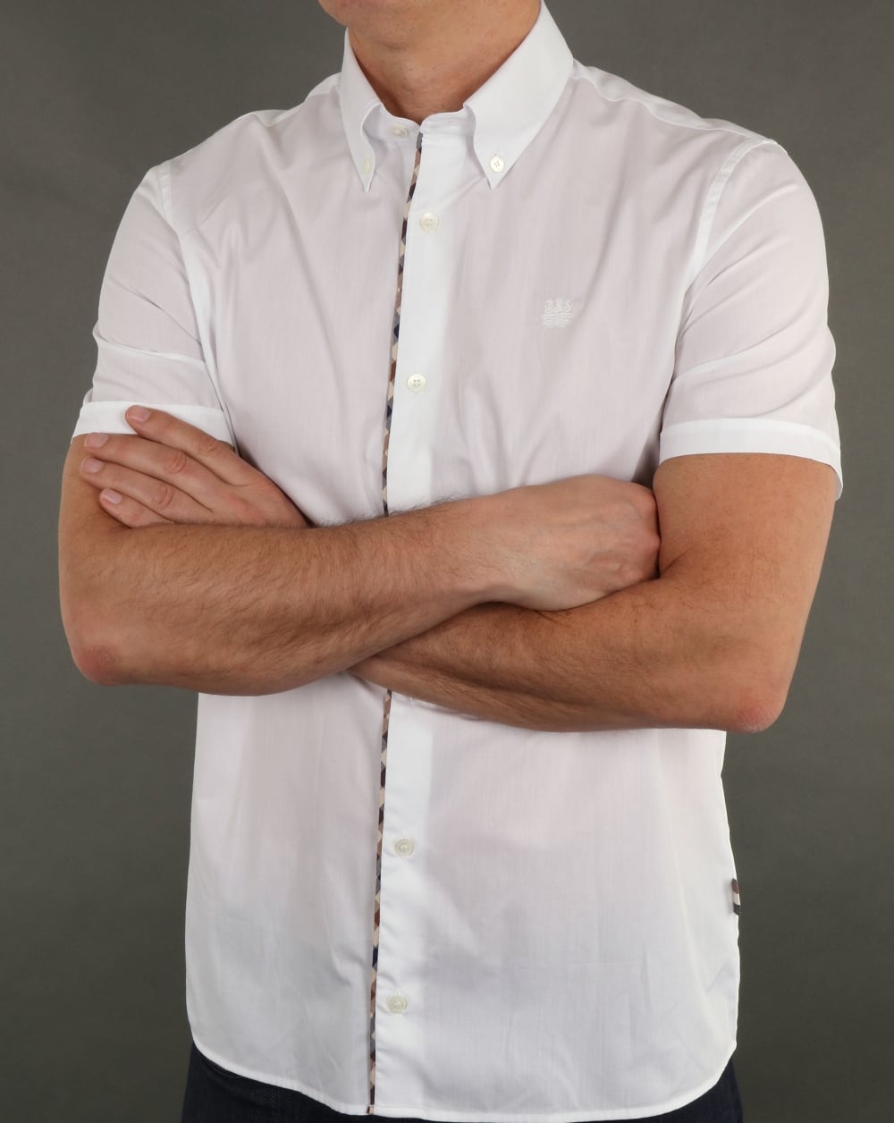 Aquascutum Kedge Check Trim Shirt White