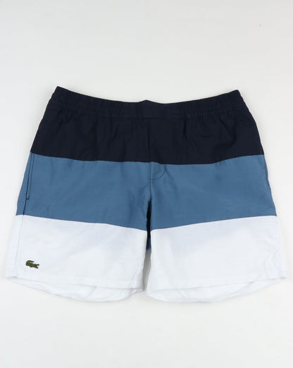 Lacoste Block Stripe Swim Shorts Navy/Blue/White