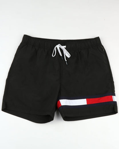 Tommy Hilfiger Flag Leg Swim Shorts Black
