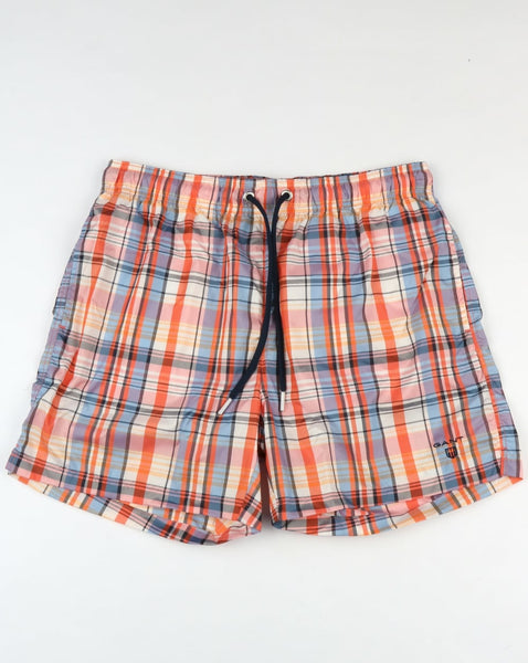 Gant Pastel Check Swim Shorts Coral