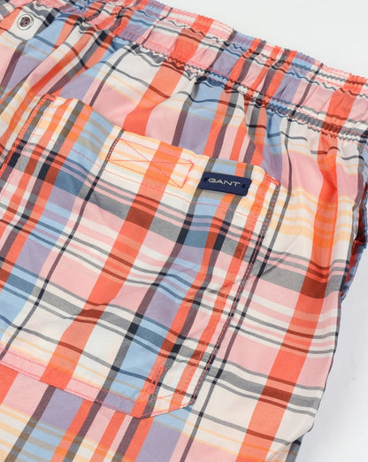 Gant Pastel Check Swim Shorts Coral