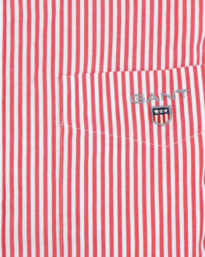 Gant Poplin Banker Striped Shirt Bright Red