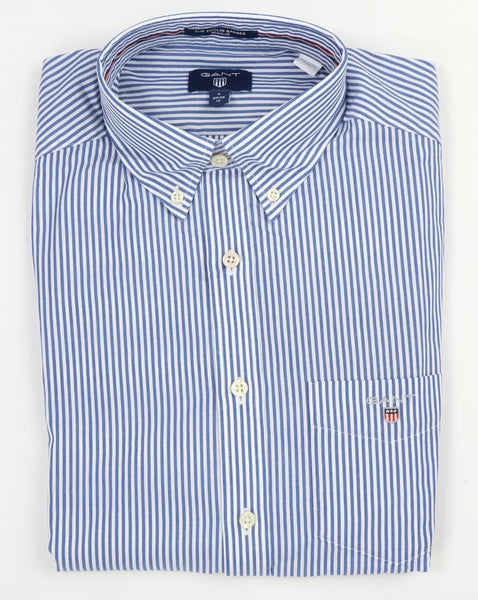 Gant Poplin Banker Striped Shirt Yale Blue