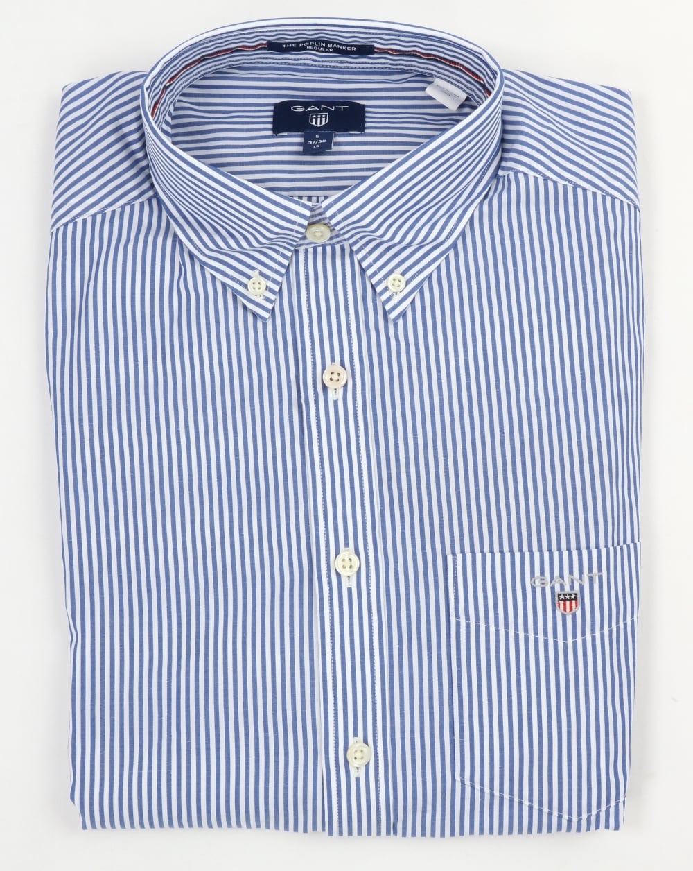 Gant Poplin Banker Striped Shirt Yale Blue