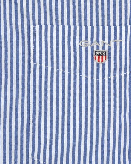 Gant Poplin Banker Striped Shirt Yale Blue