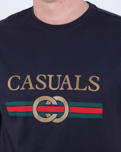 80s Casual Classics Designer Casual T Shirt Navy
