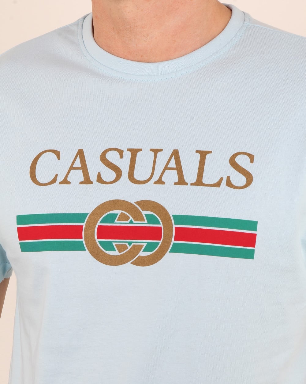 80s Casual Classics Designer Casual T Shirt Sky Blue