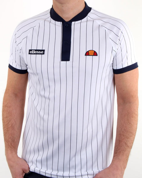Ellesse Pin-Stripe Polo Shirt White