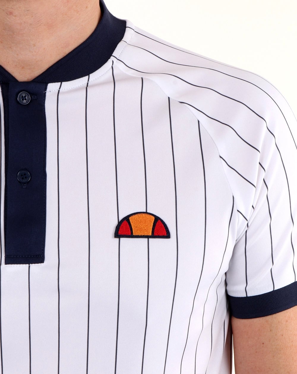 Ellesse Pin-Stripe Polo Shirt White