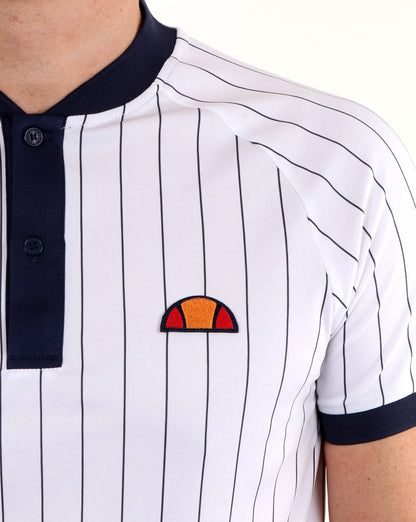 Ellesse Pin-Stripe Polo Shirt White