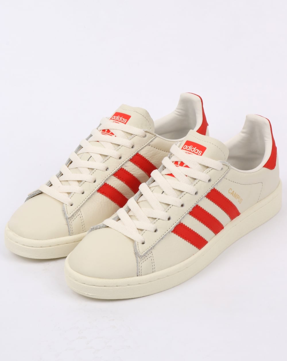 Adidas Campus Leather Trainers Off White/Orange