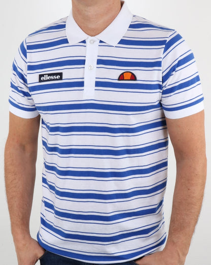 Ellesse White Blue Striped Polo Shirt