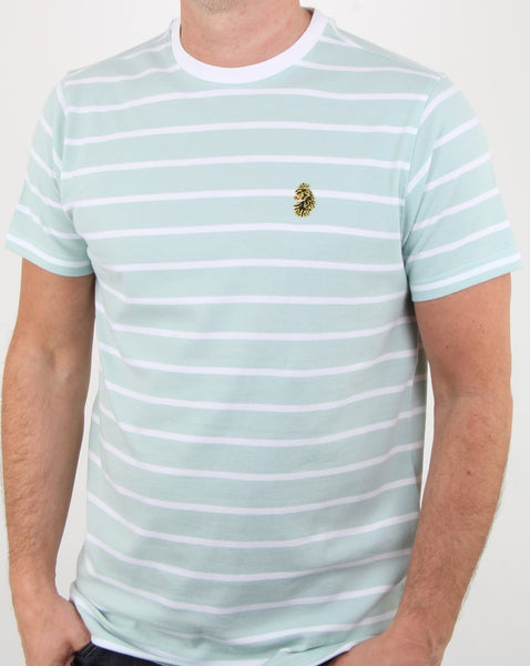 Luke Finn Fine Stripe T Shirt Pastel Turquoise