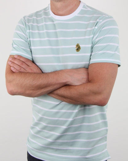 Luke Finn Fine Stripe T Shirt Pastel Turquoise