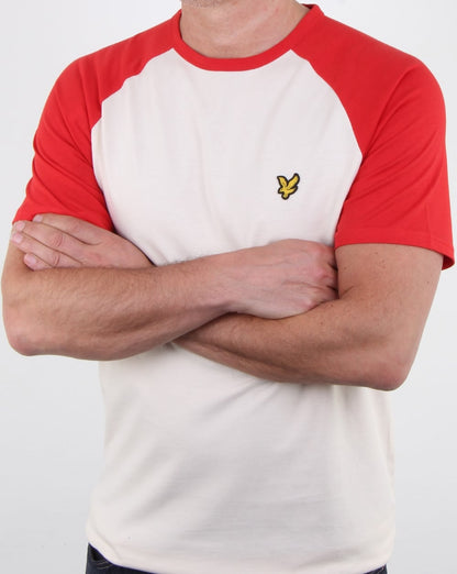 Lyle And Scott Raglan Ringer T-shirt Seashell White Marl