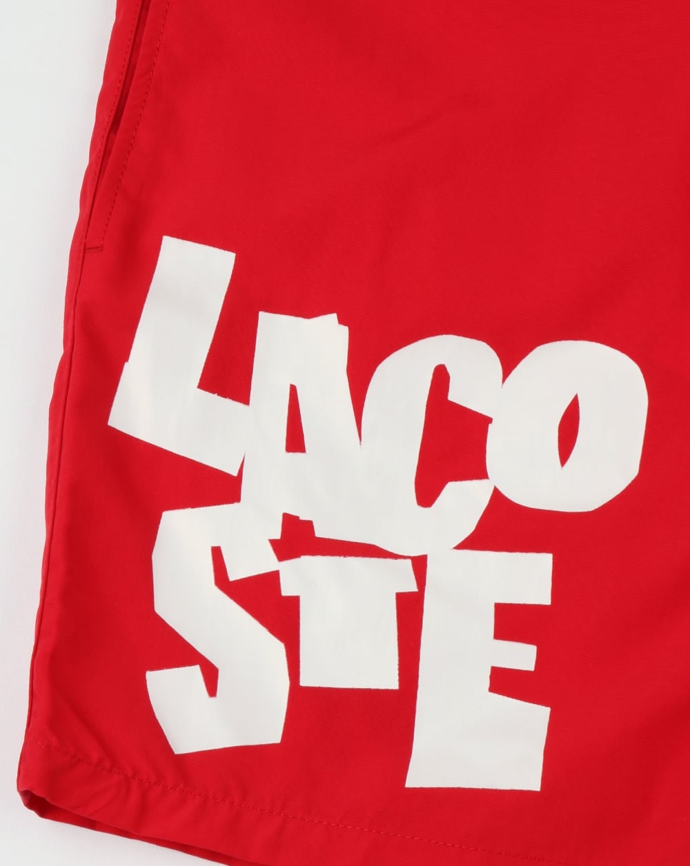 Lacoste Logo Lettering Swim Shorts Red