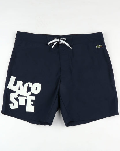 Lacoste Logo Lettering Swim Shorts Navy