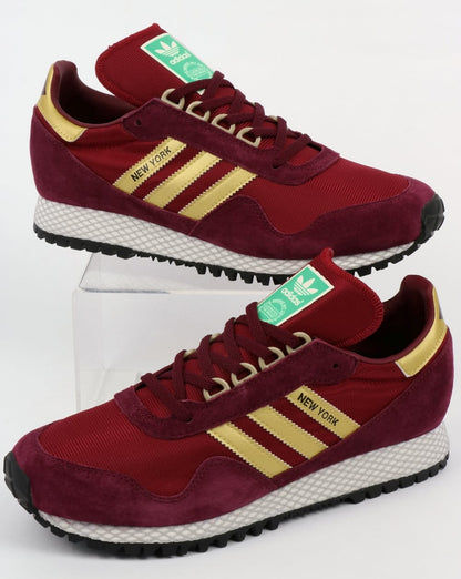 Adidas New York Trainers Burgundy/Gold