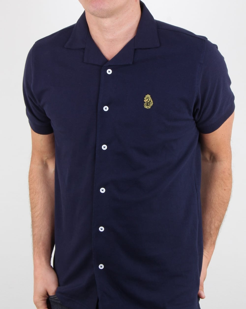 Luke Barratt Cuban Collar Shirt Navy