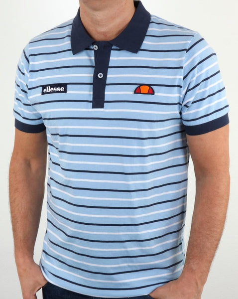 Ellesse Sky Blue Striped Polo Shirt