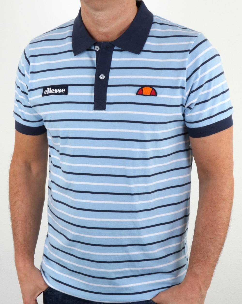 Ellesse Sky Blue Striped Polo Shirt