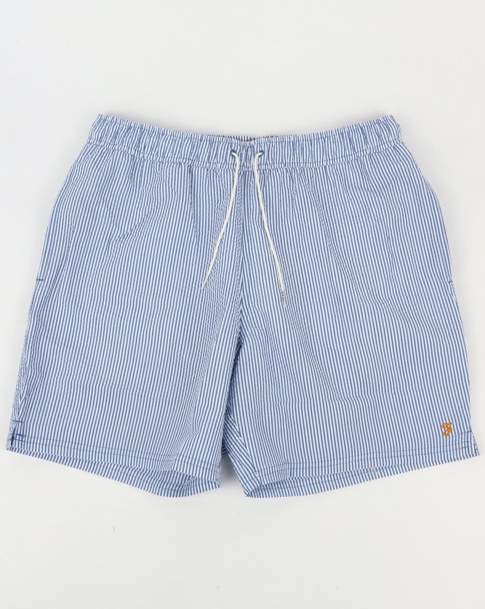 Farah Colbert Seersucker Swim Shorts Royal Blue