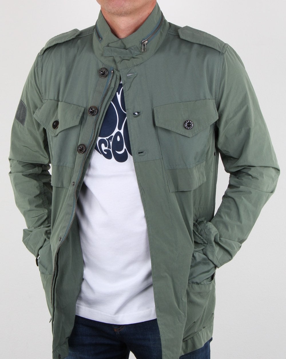 Pretty Green Contrast Fabric M65 Jacket Green