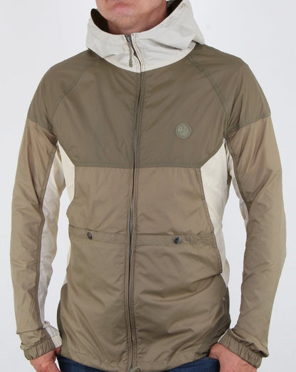 Pretty Green Zip Through Hooded Contrast Jacket Khaki