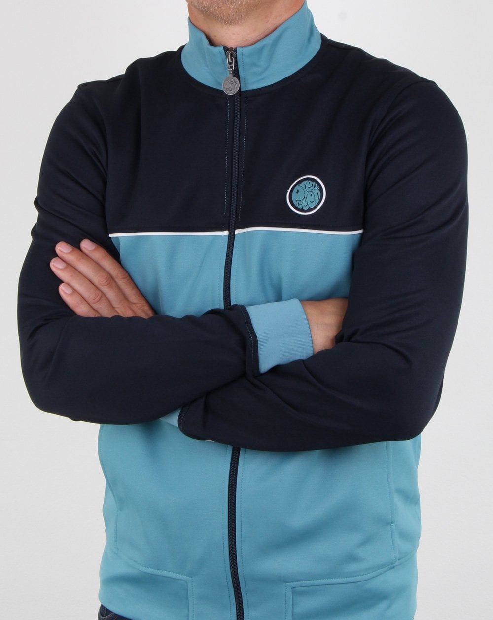 Pretty Green Contrast Panel Track Top Navy