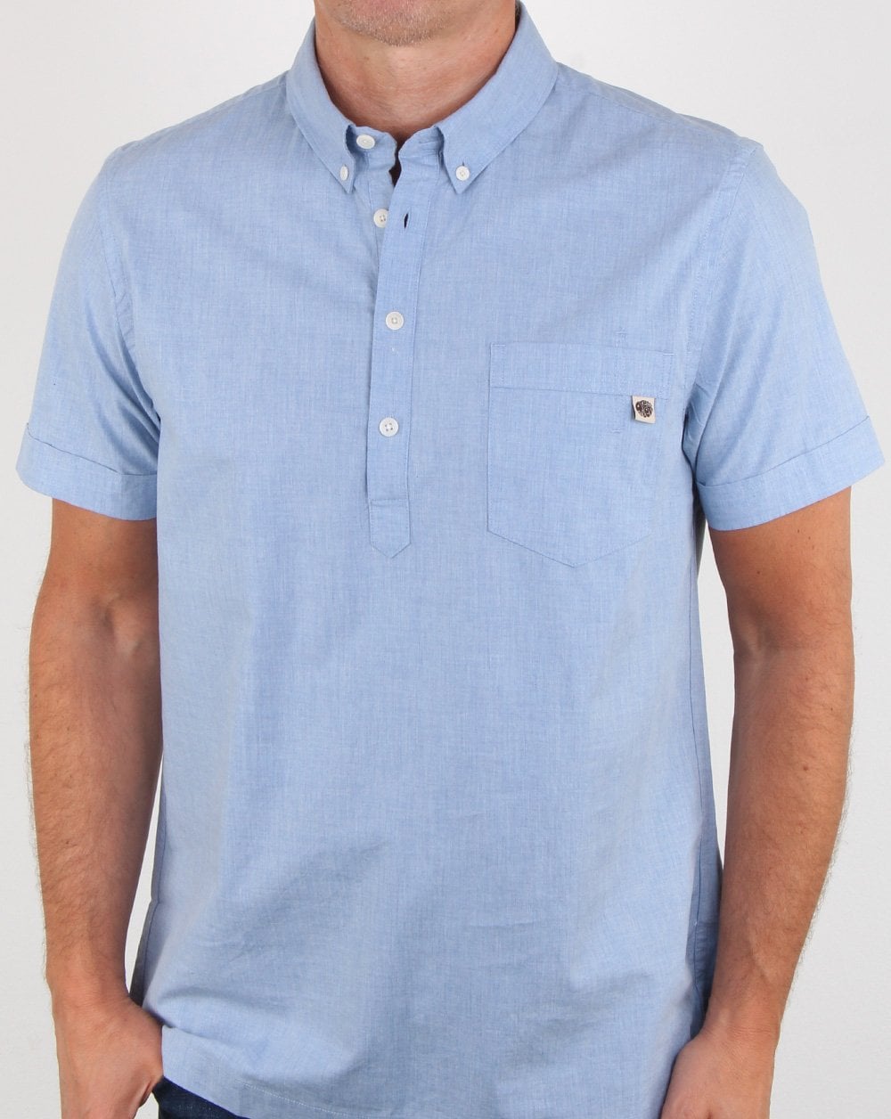 Pretty Green Overhead Short Sleeve Shirt Blue