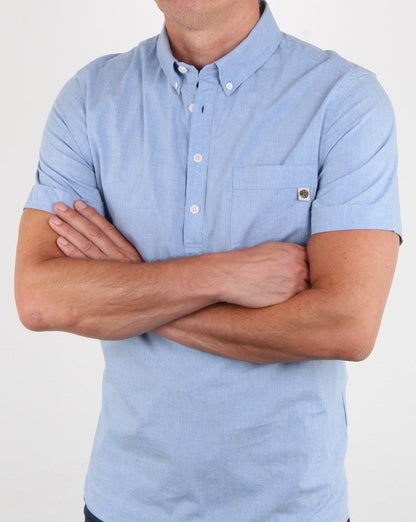 Pretty Green Overhead Short Sleeve Shirt Blue