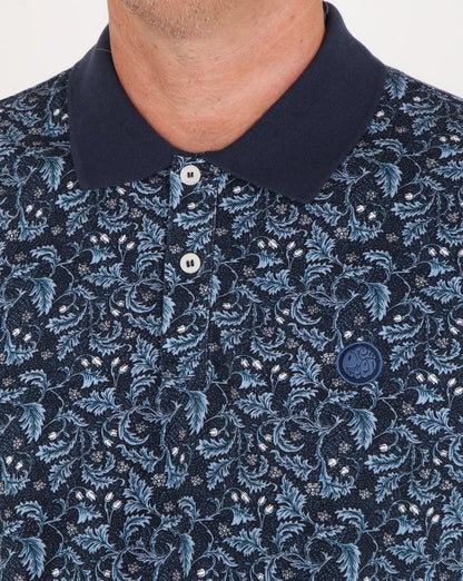 Pretty Green Floral Print Polo Shirt Navy