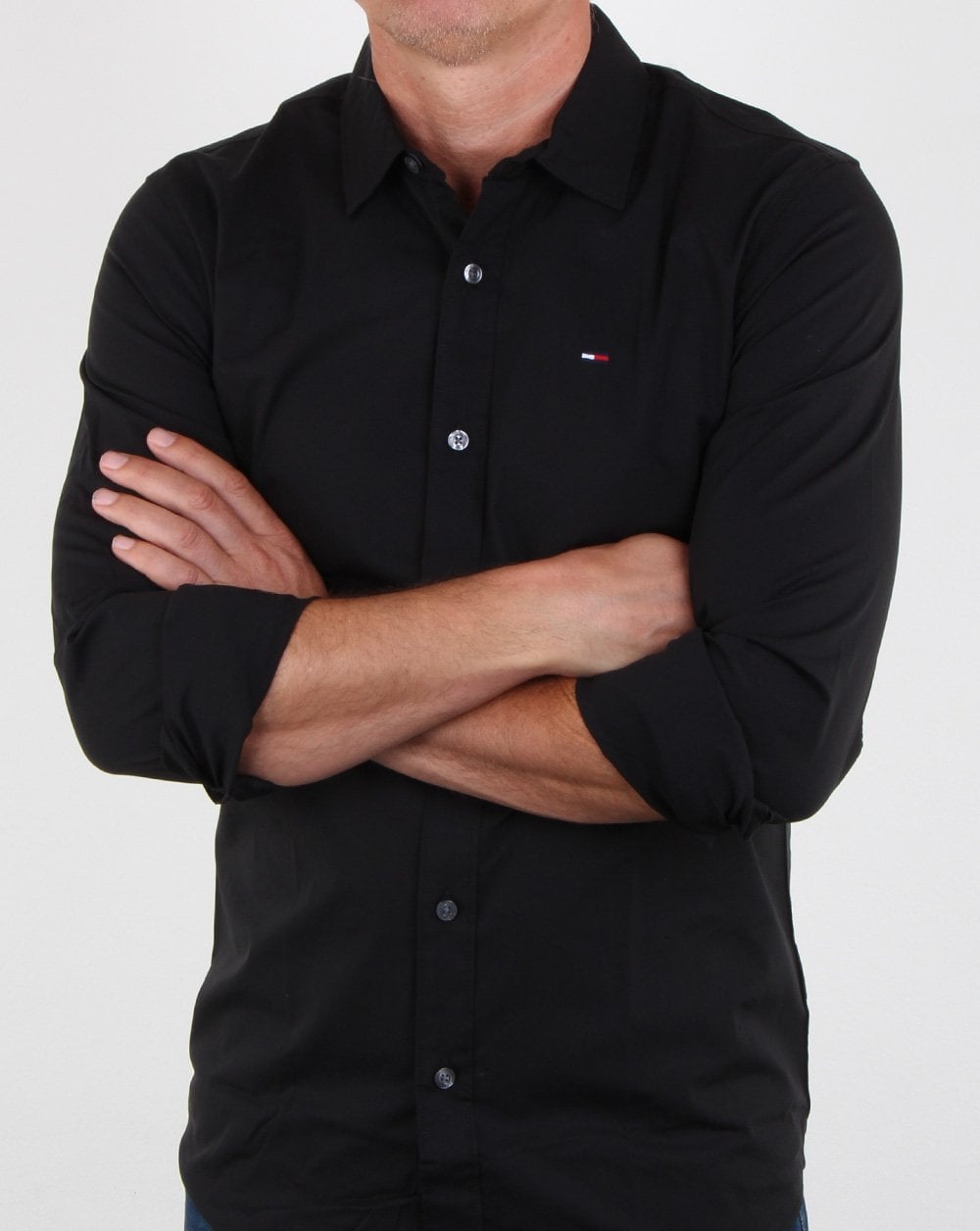 Tommy Jeans Cotton Stretch Shirt Black