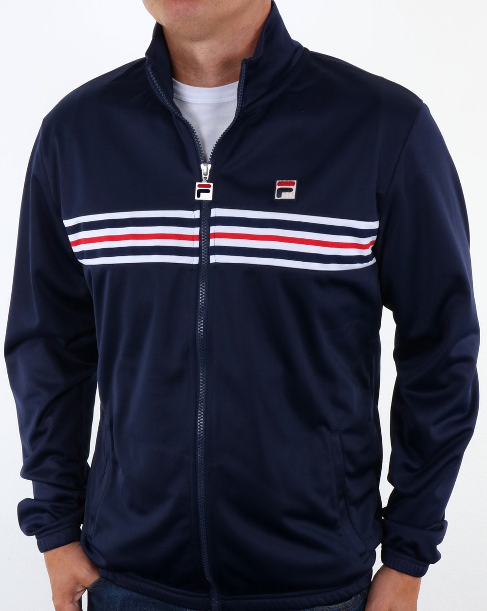Fila Vintage Chest Striped Track Jacket Navy