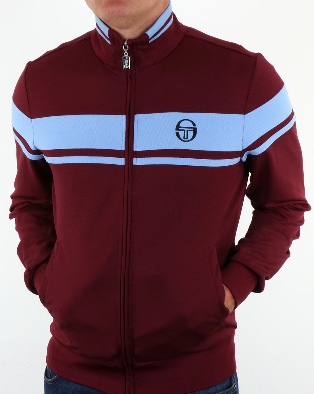 Sergio Tacchini Masters Track Top Claret/Sky Blue