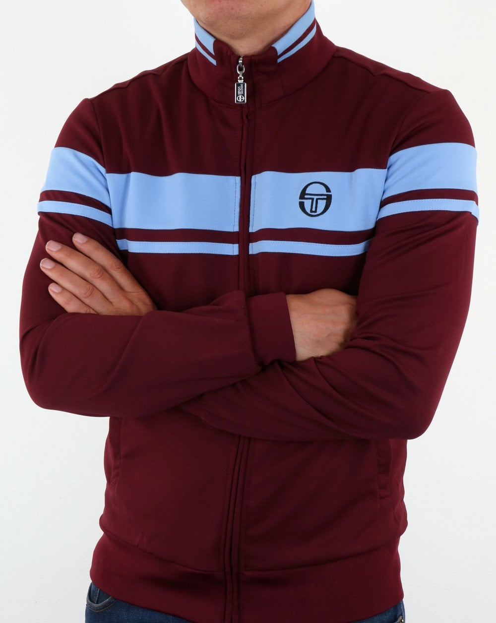 Sergio Tacchini Masters Track Top Claret/Sky Blue