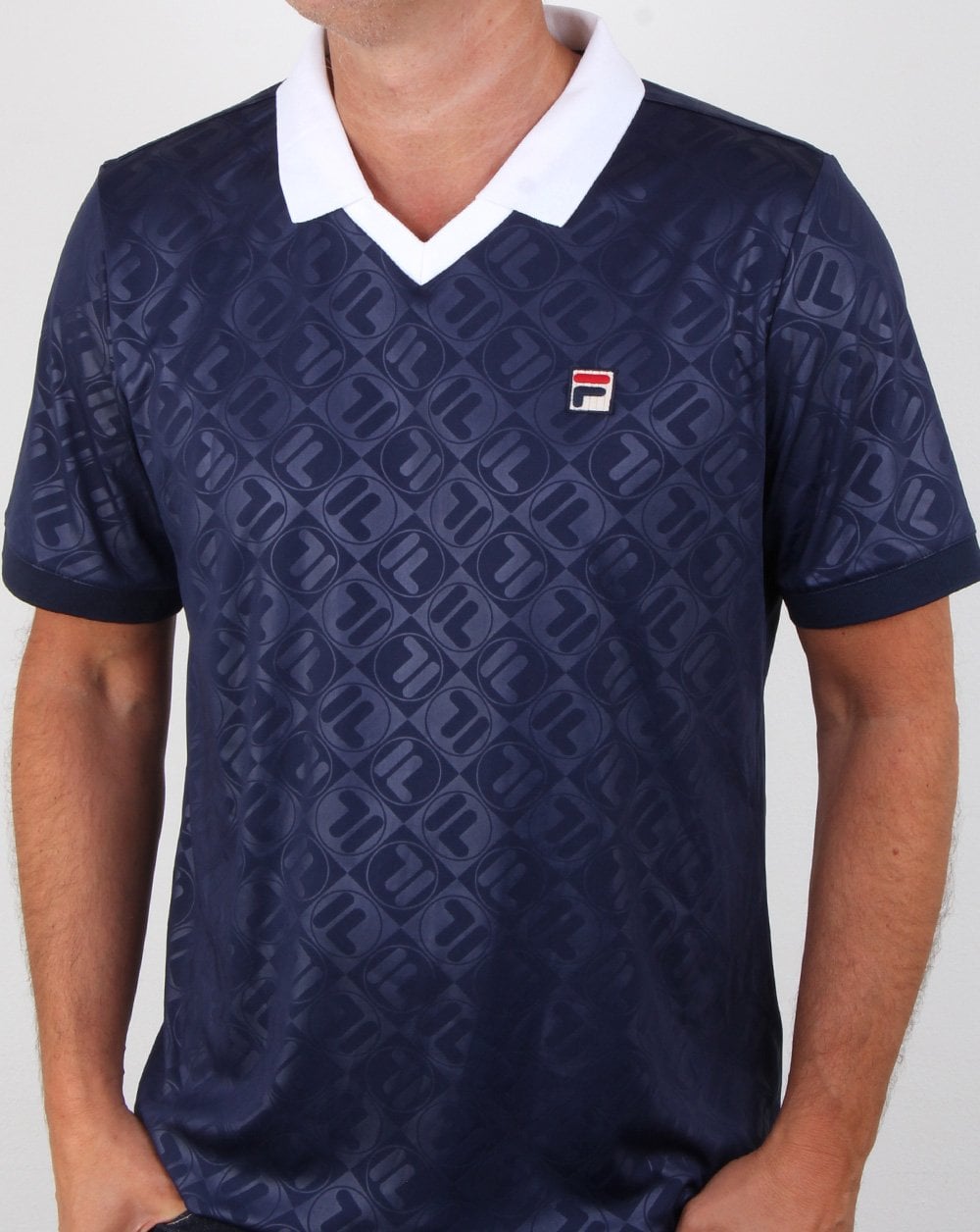 Fila Vintage Retro Football Shirt Navy/white