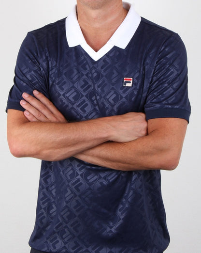 Fila Vintage Retro Football Shirt Navy/white