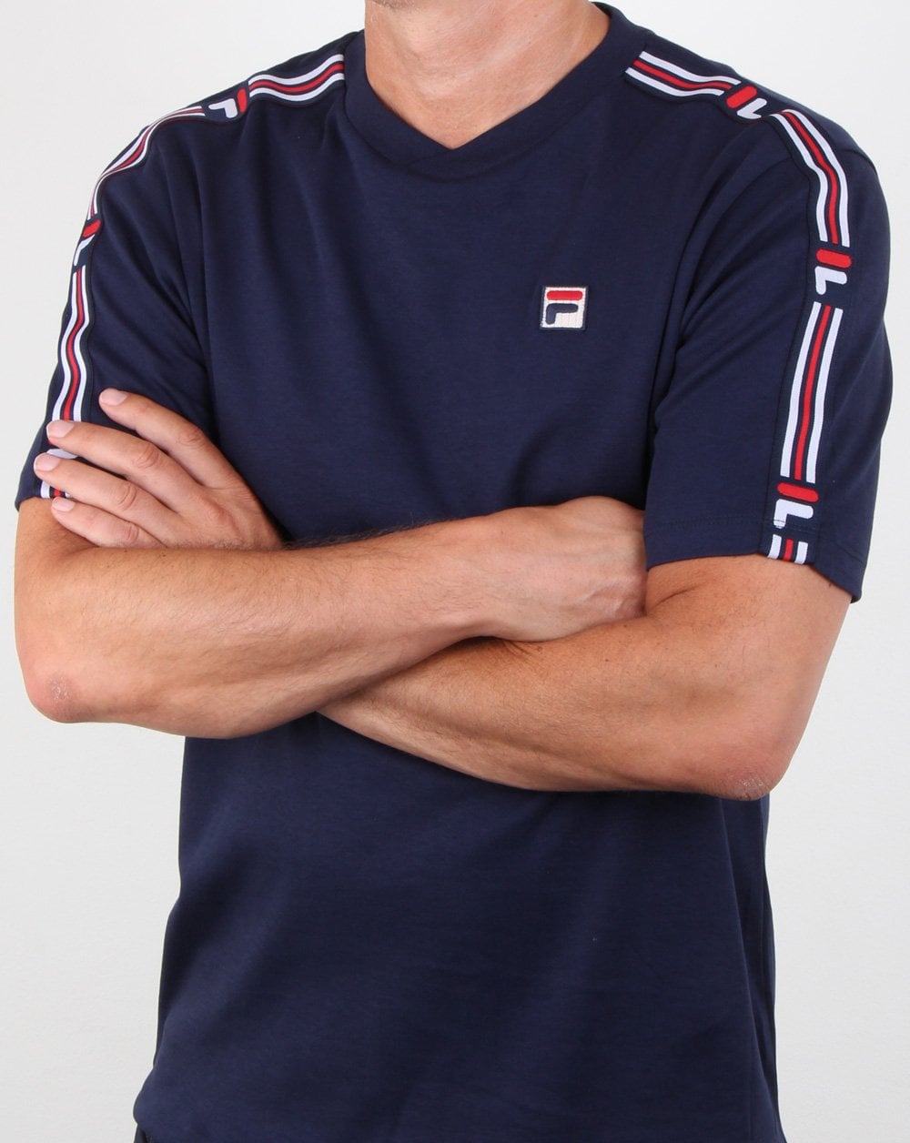 Fila Vintage Heath Tape T Shirt Navy/red/white