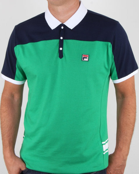 Fila Vintage Vilas Polo Shirt Green Navy