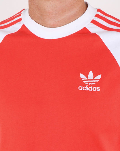 Adidas Originals 3 Stripes Long Sleeve T Shirt Bright Red