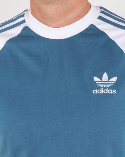 Adidas Originals 3 Stripes Long Sleeve T Shirt Blanch Blue