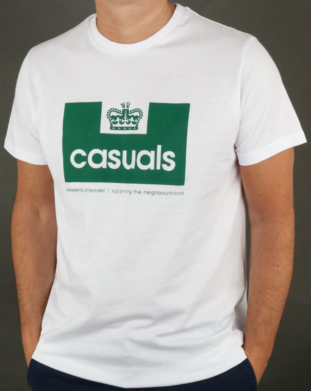 Weekend Offender Casuals T Shirt White/Green